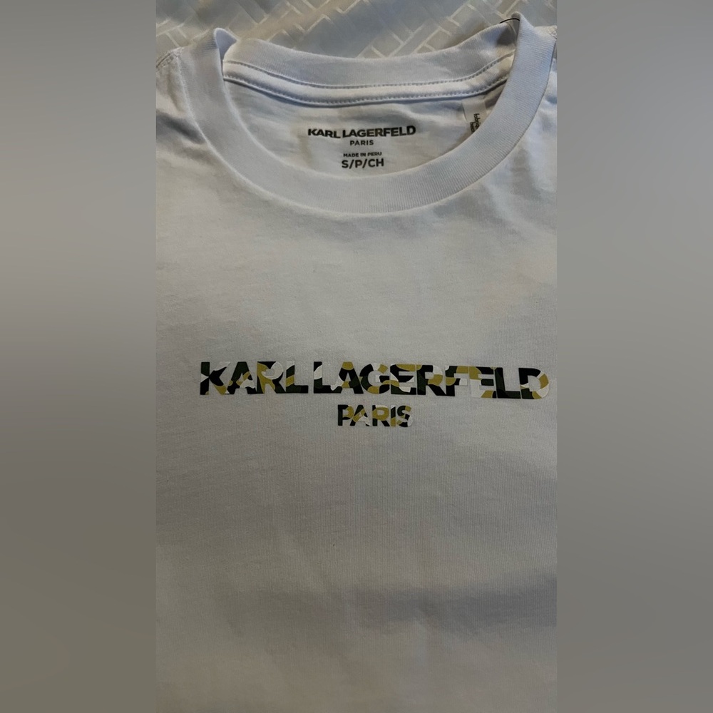 Karl Lagerfeld White Tee with Camouflage Logo